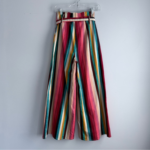 NWT Anthropologie Seen Worn Kept Striped Paperbag High Waisted Wide Leg Pants 2 - Picture 7 of 16